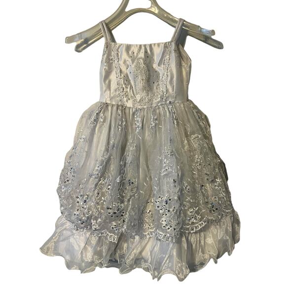 Girls First Holy Communion Dress Primera Comunión Lady of Guadalupe White Size 1 - Picture 2 of 5